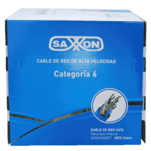 SAXXON OUTP6COP305B - Cable UTP Cat6 100% cobre, 305 metros, bobinado REELEX, color azul para interior. Certificado ISO9001, UL 444, RoHS, ANSI/TIA/EIA. Ideal para redes de datos y video. Tipo: Más Vendidos    Etapa: De Línea
