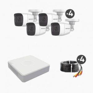 Kit TurboHD 1080p Lite / DVR 4 canales / Audio por Coaxitron / 4 Cámaras Bala (con micrófono integrado)