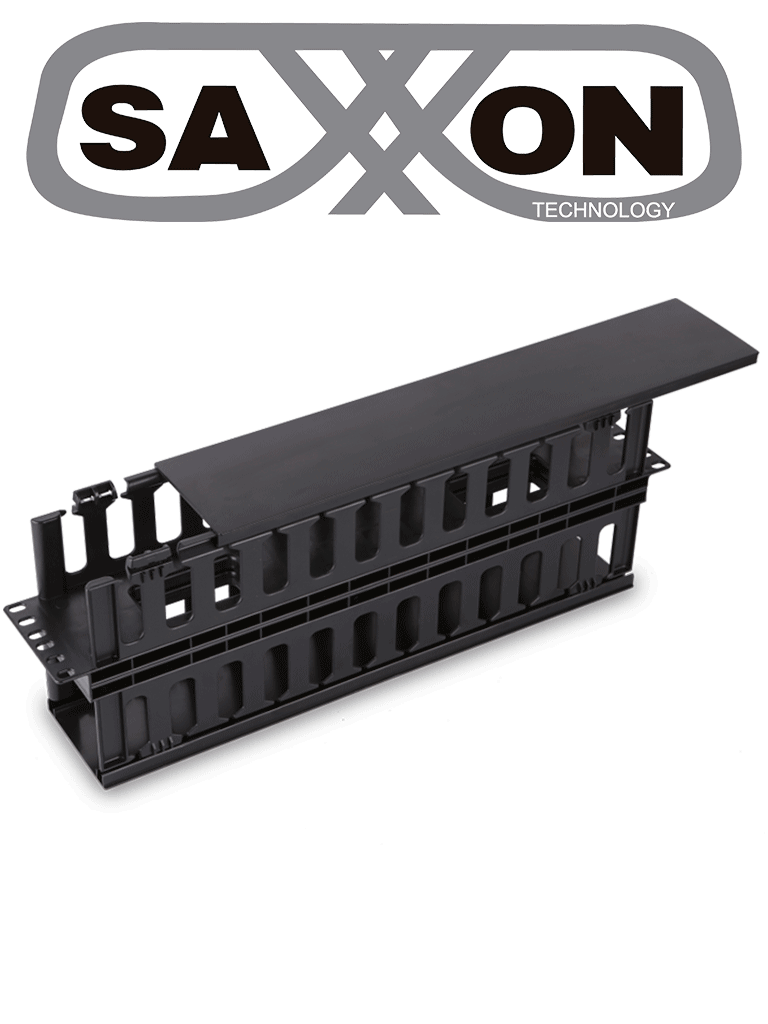 SAXXON J60610 - Organizador de cable horizontal para rack / Doble lado / Plastico / 2U