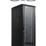 SAXXON SXR32U6632S - Gabinete de Piso 32UR, Negro, Puerta de Vidrio Templado, 160x60x60 cm, Base con 2 Ventiladores 110V #TVCSAX